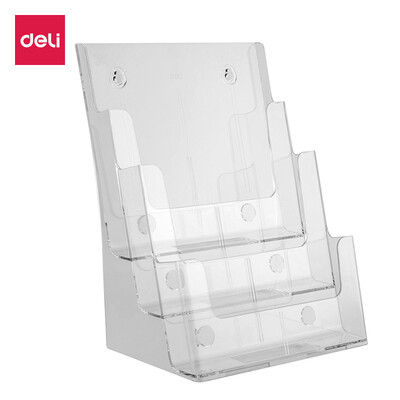 

Deli deli three-layer A4 acrylic desktop data display stand wall propaganda magazine rack 9318
