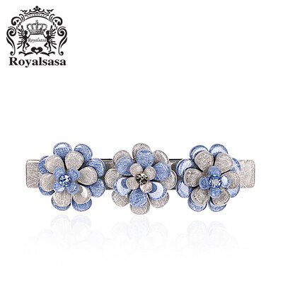 

Royal Sasa Royalsasa Headgear Hair Accessories Cross clip Spring clip Top clip Ponytail clip Acrylic Crystal Gray Blue