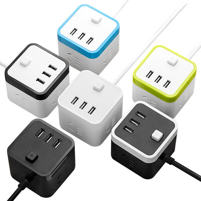 

Times square USB socket 3USB interface 3 jack 16 m multi-function socket socket board socket row plug wiring board drag line white black