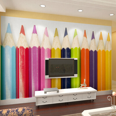 

Custom photo wallpaper mural wallpaper TV background wall color pencil European style modern living room wallpaper mural