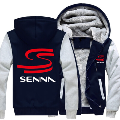 

2018 New HERO AYRTON SENNA Winter Men Thick Hoodies Patchwork Sweatshirt Zipper Fleece Tracksuit Plus Size