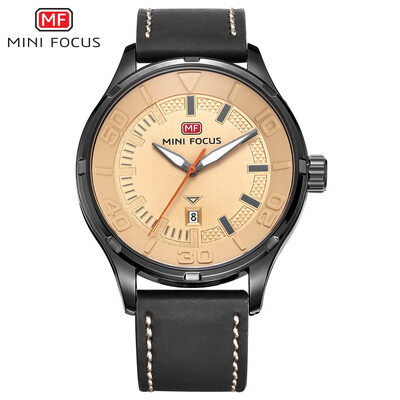 

MINI FOCUS Famous Top Brand Men Quartz Watch Genuine Leather Fashion Men's Wrist Watch MF0008G