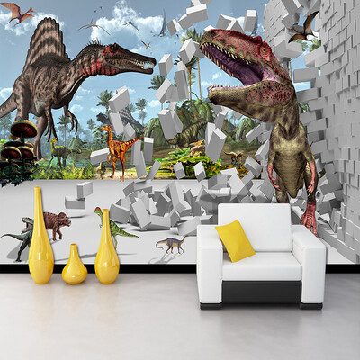 

Photo Wallpaper 3D Brick Dinosaur Animal Mural Kids Bedroom Living Room Personality Background Wall Covering Papel De Parede 3D