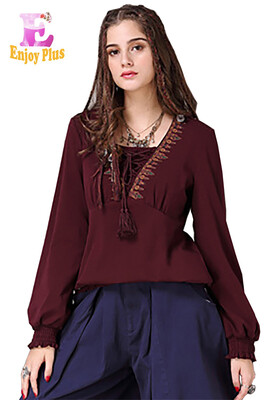 

L High Quality chest 92 -96cm vintage cotton spring 2018 jersey blouse women long sleeve red flower embroidery loose casual