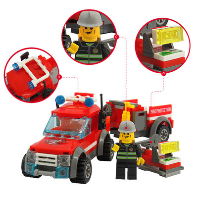 

KAZI 8055 143pcs Firefighting Cew Building Blocks Educational Toys DIY Bricks Fire Assembled Toy Fire Truck Toys