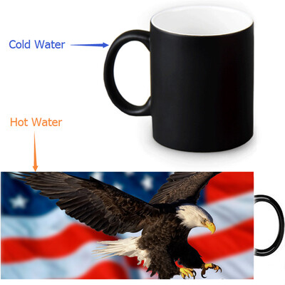 

US Flag And Bald Eagle 350ml12oz Heat Reveal Mug Color Change Coffee Cup Sensitive Morphing Mugs Magic Mug Milk Tea Cups