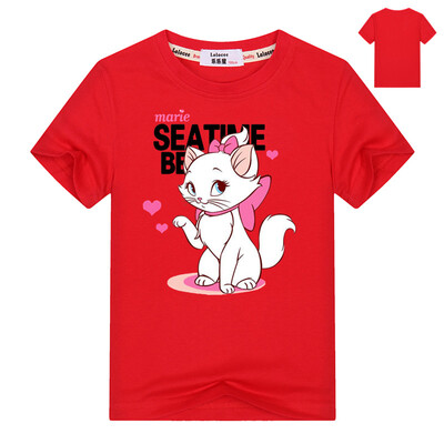 

2018 Fashion kawaii T shirt Girls Summer Tops Casual Cotton 3D Marie Cat Print и с коротким рукавом O-образным вырезом Vogue tshir