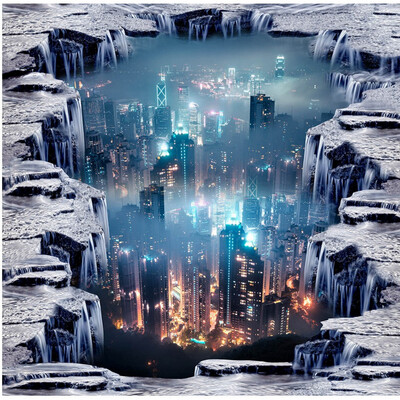 

Free Shipping 3D custom abstract dream water city stereo painting living room outdoor park floor wallpaper mural 250cmx200cm