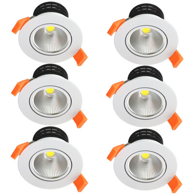

6pcs / lot 7W теплый белый Dimmable светодиодный COB чип downlight dimmer Встраиваемый белый светодиодный фонарик