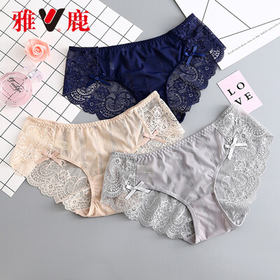 

Yalu YALU 4 loaded Women&39s Underwear Women&39s Cotton Crotch Sexy Waist Lace Transparent Belly Pants Girl Sexy Briefs 4 Mixed Color One Size