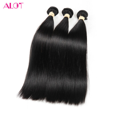 

Alot Hair Malaysian Virgin Hair 3 Bundles / Lot 100% Малайзийская прямая волна Человеческие волосы черного цвета Weave