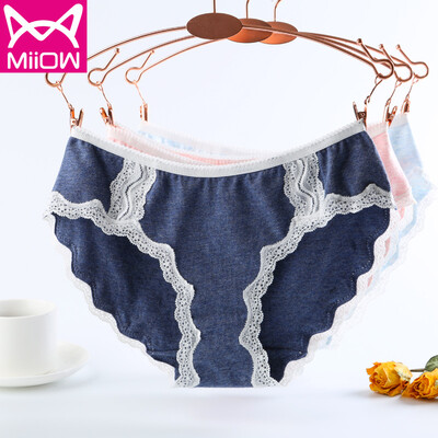 

Cat MiiOW womens underwear sexy lace side waist large size underwear womens triangle womens underwear 3 gift box sexy lace  16585