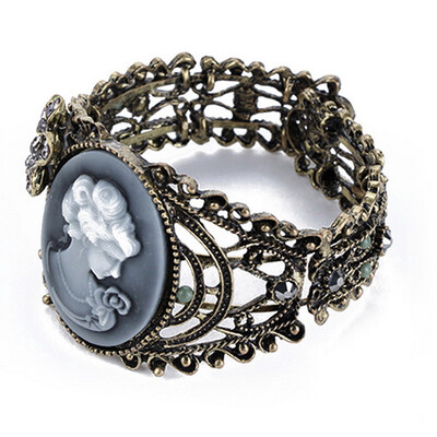 

Старинные бронзовые рельефные резные Камеи статуя королевы Браслет Вт/стразы