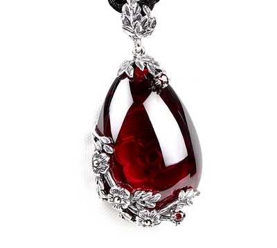 

Pendant with 925 Silver Retro National Silver Jewelry Mosaic Garnet