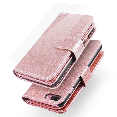 

For iPhone X Case Bling Sparkle Apple iPhone X Wrist Straps Flip Folio Kickstand Feature PU leather wallet case with ID&Credi