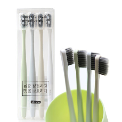 

Bamboo Charcoal Toothbrush 4pcs/Pack with Dust-proof Cap Portable Travel Tooth brush Nano Soft Bristle Oral Hygiene