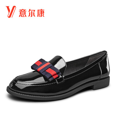 

YEARCON womens patent leather shoes loafers with bowknot