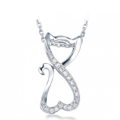 

Yoursfs® 925 Silver Simulated Diamond Cat Подвеска Свадебное ожерелье Модные серебряные украшения