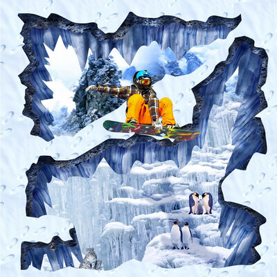 

Free Shipping ice snow Penguin ground sticker kitchen hotel waterproof PVC floor wallpaper mural 250cmx200cm
