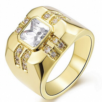 

23CT Size 8 To 15 Jewelry Ruby Topaz Emerald Amethyst SapphireGarnet Zircon stones 10KT Mans Gold Plated Ring Wedding Gift
