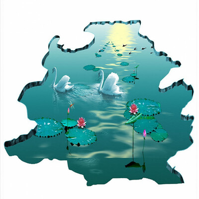 

Free Shipping 3D mandarin duck pond playing floor wallpaper shopping mall porch waterproof self-adhesive floor mural 250cmx200cm