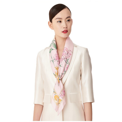 

Silk Shawl Scarf 100 authentic Brand New Gift Box Flower Print Women Auth Rare Big Square 8888CM Blue Orange Pink