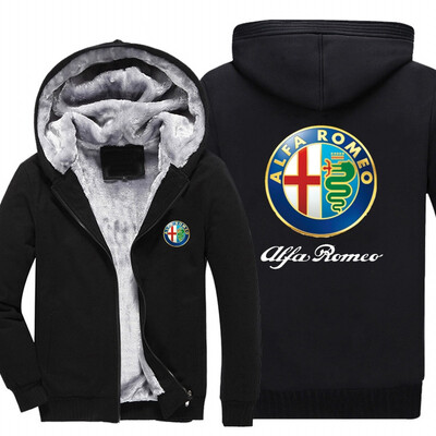 

2018 New hot sale New Alfa Romeo fashion plus velvet thick hooded sweater autumn&winter zipper cardigan jacket