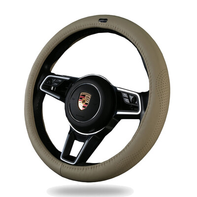 

WRC car steering wheel cover leather sports handle set whole leather one interface car with first layer cowhide breathable sweat-absorbent non-slip four seasons universal beige