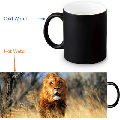 

Lion 350ml12oz Heat Reveal Mug Color Change Coffee Cup Sensitive Morphing Mugs Magic Mug Milk Tea Cups