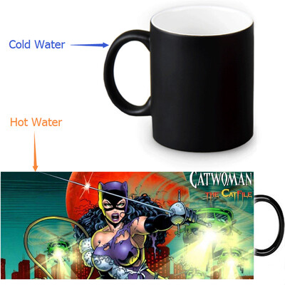 

Cat Woman 350ml12oz Heat Reveal Mug Color Change Coffee Cup Sensitive Morphing Mugs Magic Mug Milk Tea Cups