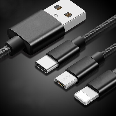 

KOOLIFE Car Non-data CableCharging Cable Triple AppleAndroidType-c Multi-function Multifunction Mobile Phone Non-data Cable Car One Dragged Three Phone Charging Cable - Black