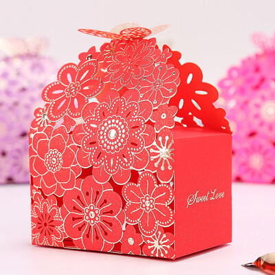 

Yuhua Ze wedding candy box creative wedding gift candy box with hands red paper box wedding supplies 50 Pack