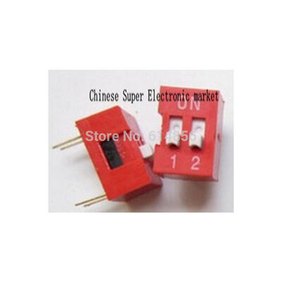 

100pcs 2P 2 Position DIP Switch 2.54mm Pitch 2 Row 4 Pin DIP Switch