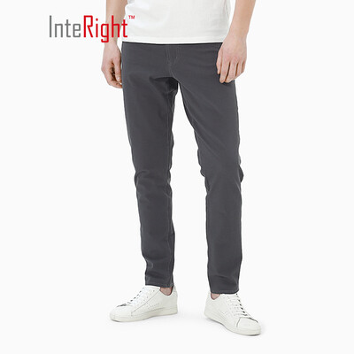 

INTERIGHT casual pants male elastic narrow feet slim casual pants dark gray 36