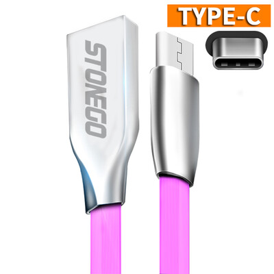 

Zinc Alloy Noodle Cable Sync Data Fast Charging Adapter Type-C Charge Cable Typec USB 3.1 Type-C Cables Phone Accessories - Pink