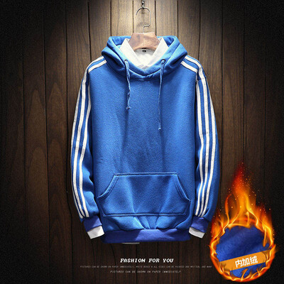

Mens 2017 new fall hedging plus velvet sweater Korean hoodie students trend of long-sleeved clothes coat