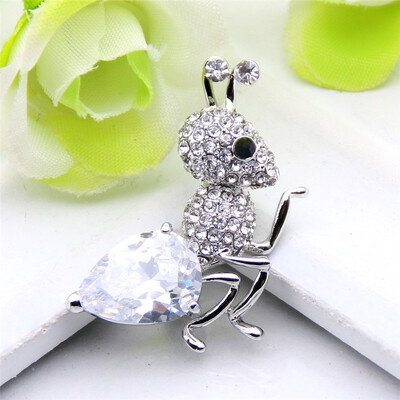 

Cute Women Ant Brooch Pin Rhinestone Большой кристалл Ювелирные изделия Золото Цвет Броши для животных Броши Леди Лацкан Шарф Pin