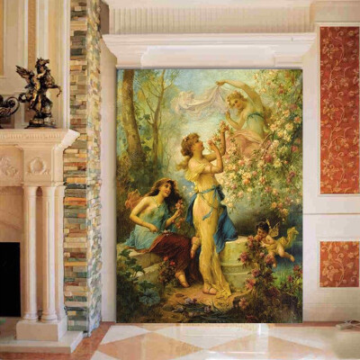 

Custom 3D Wall Mural Wallpaper European Figure Oil Painting Art Mural Living Room Hallway Entrance Background Photo Wallpaper