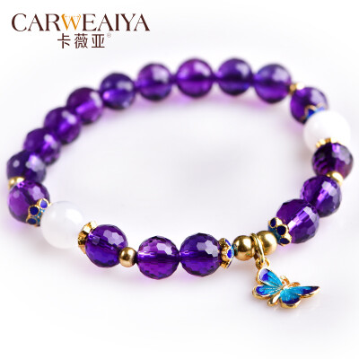 

Carweaiya amethyst браслет с одним кольцом браслет Cloisonne Butterfly Pendant Китайский стиль традиционный ручной работы