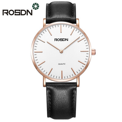 

Mens Watches Women Wrist Watch Top Brand Luxury ROSDN Simple Design Ultra Thin Quartz Watch Casual Leather Lovers Watches