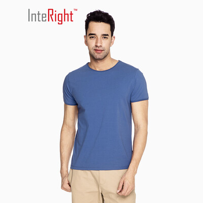 

INTERIGHT Mens T-Shirt Cotton Ammonia Slim Round Collar Personality Curling Short Sleeve White M