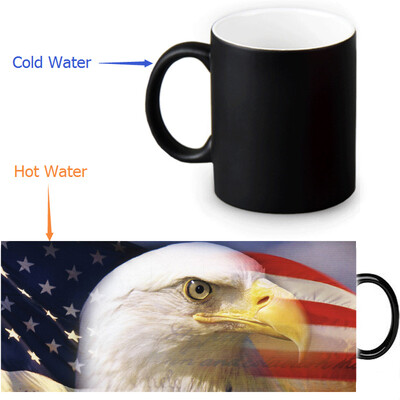 

US Flag And Bald Eagle 350ml12oz Heat Reveal Mug Color Change Coffee Cup Sensitive Morphing Mugs Magic Mug Milk Tea Cups