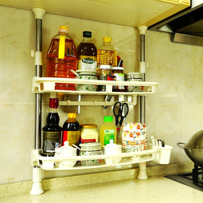 

Bao Youni condiment rack stainless steel kitchen racks wall mount turret storage rack free punch 2-tier storage rack DQ1407