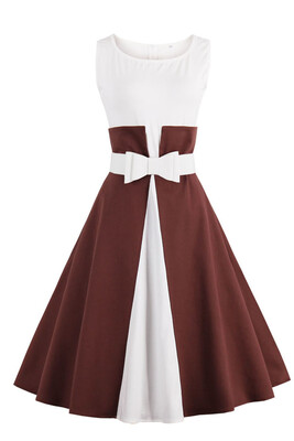 

MisShow 2017 Vestidos Fake two Pieces Summer Patchwork Vintage Dress Bow Swing Rockabilly Sleeveless  plus size Dresses