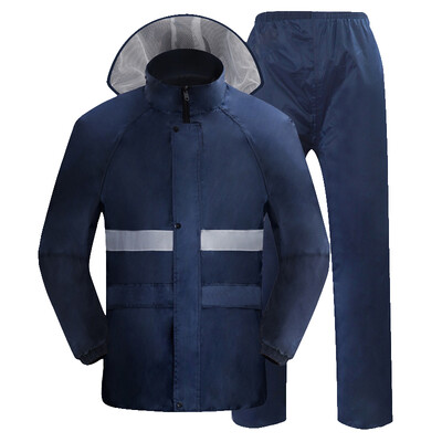 

Yuhang YUHANG self-operated double-layer luminous type split adult men&women set raincoat rain pants poncho big hat 3XL navy