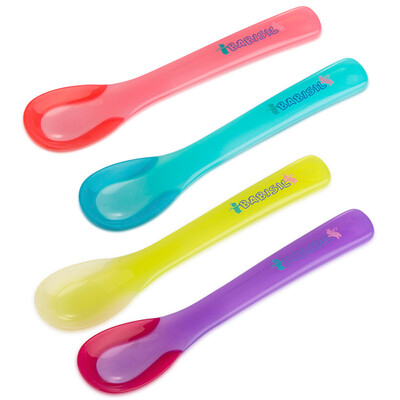 

BABISIL baby temperature spoon baby food supplement spoon learn to eat soft spoon tableware 4 Pack