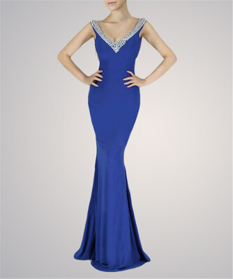 

BlackRedRoyal Blue V-neck Mermaid Evening Party Dress Pageant Prom Bridesmaid Mermaid Gown