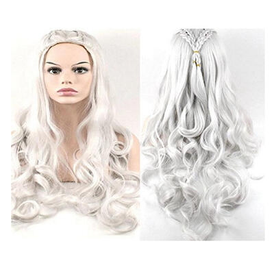 

Protea New Game of Thrones Season 7 Daenerys Targaryen Cosplay Wig For Women Halloween Play Wig Party Stage Hair High quality