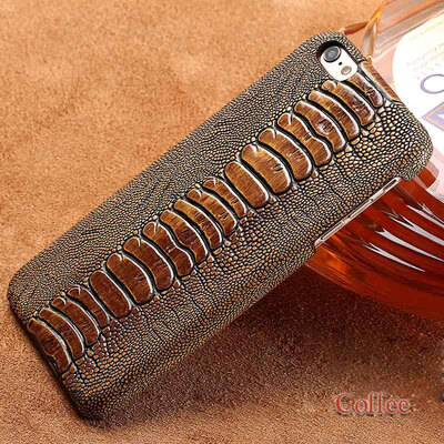 

Genuine Leather Phone Case For iPhone 6 6S Plus Case Ostrich Foot Texture Back Cover For X 7 8 Plus Case