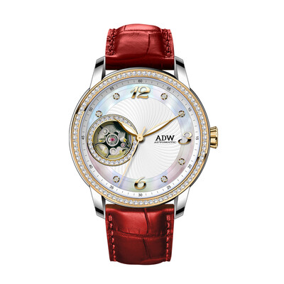 

Роскошные часы ADW Brand Ladies Watch Pearl Dial кожаный ремешок Автоматические механические часы женские часы водонепроницаемые модные часы